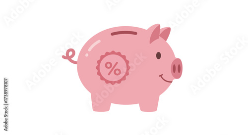Cute Savings Pink Piggy Bank with Percentage Sign for Financial Goals
