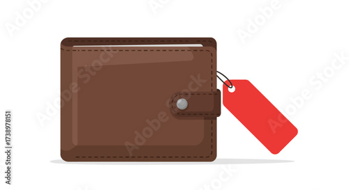 Leather Wallet with Red Price Tag Illustration