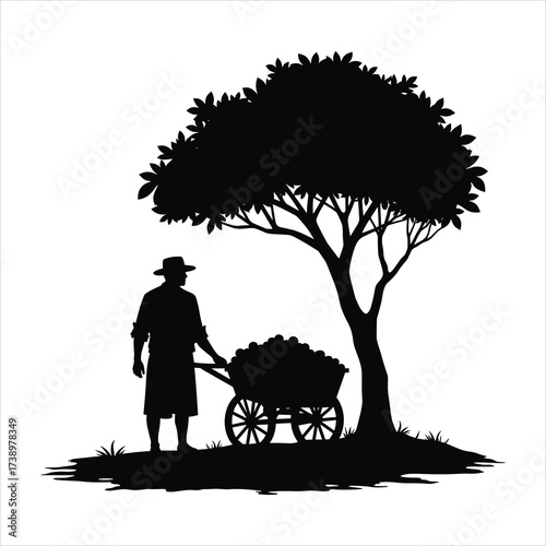 silhouette of a man Fruit Cart