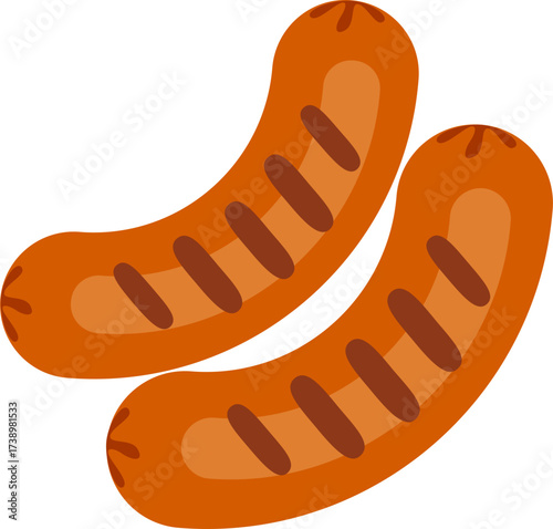 Grilled Sausages Food Illustration