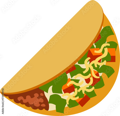 Mexican Taco with Vegetables and Meat