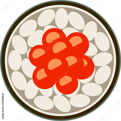 Bowl of Rice with Red Caviar