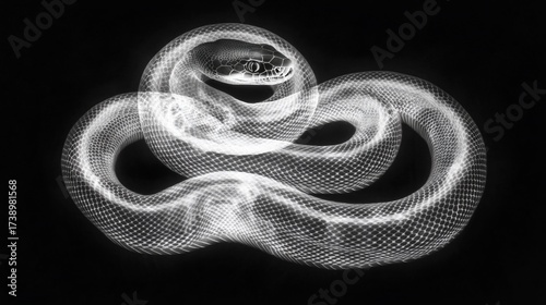 X-ray Snake Coiled, Dark Background