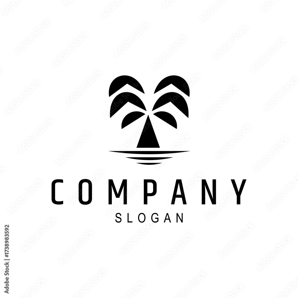 Obraz premium palm tree logo on the beach