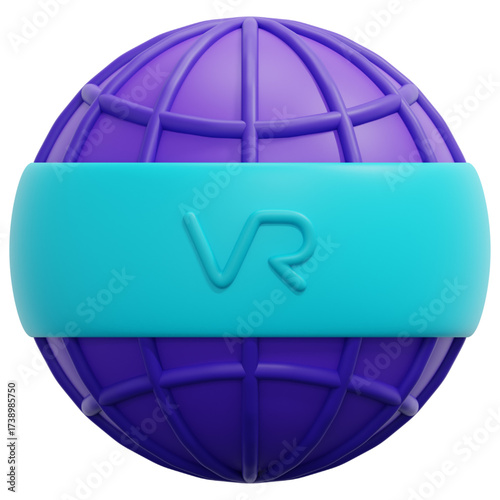 Virtual Reality Globe Icon with VR Logo - Futuristic Technology and Digital World Concept
