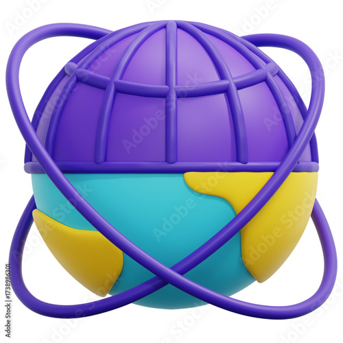 Global Connectivity and Digital World A Vibrant 3D Illustration of the Globe, Emphasizing International Networks and Information Exchange