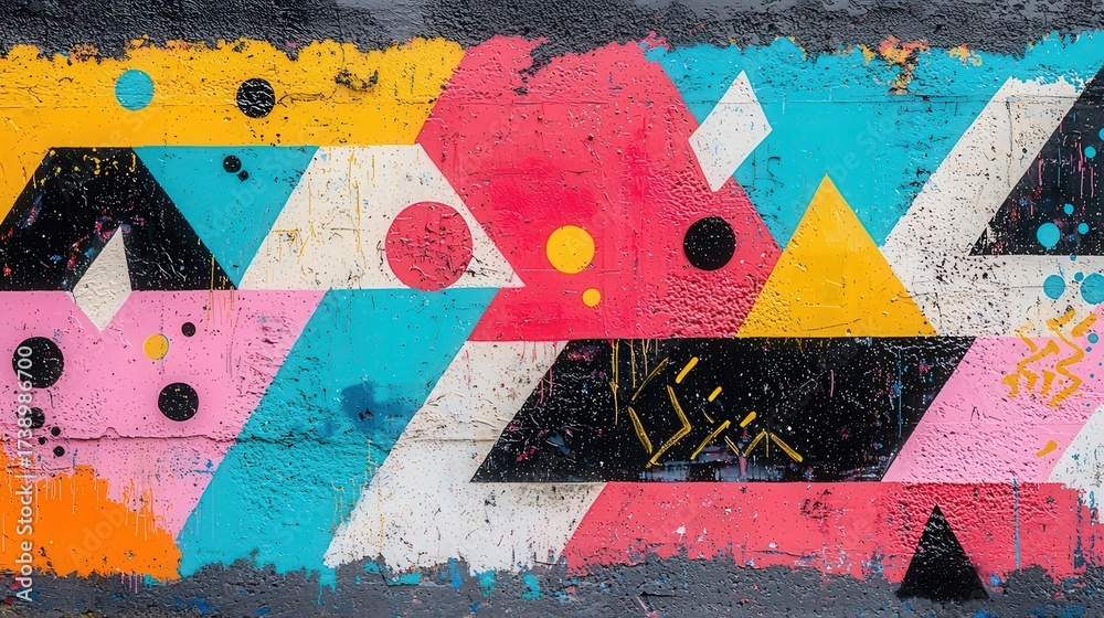 Obraz premium Abstract Geometric Street Art with Bold Colors