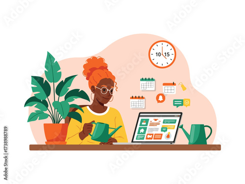 African American Female Freelancer Planning Work Schedule and Deadlines