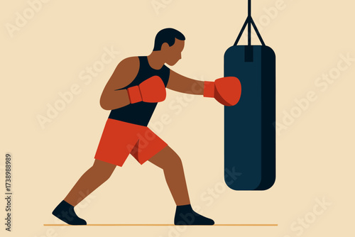 Forming scene vector art geometric gloves bold shapes flat boxing illustration minimalist