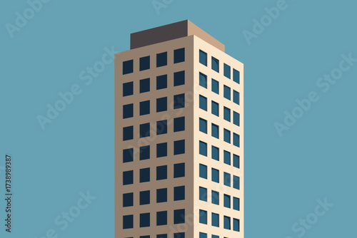 Vector illustration cleanly windows geometric tower block stylized rising vertically repeating