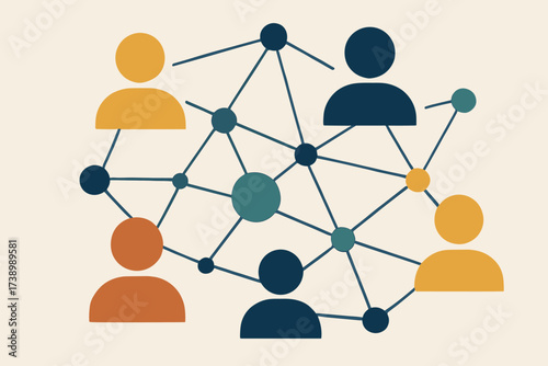 People flat illustration icons abstract vector figures nodes connected shape circular