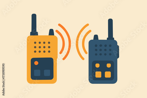 Flat geometric minimal vector pair illustration abstract arcs wave walkie talkie sound
