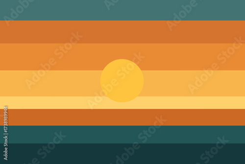 Forming sunrise vector minimal bands scene flat horizon color layers abstract illustration