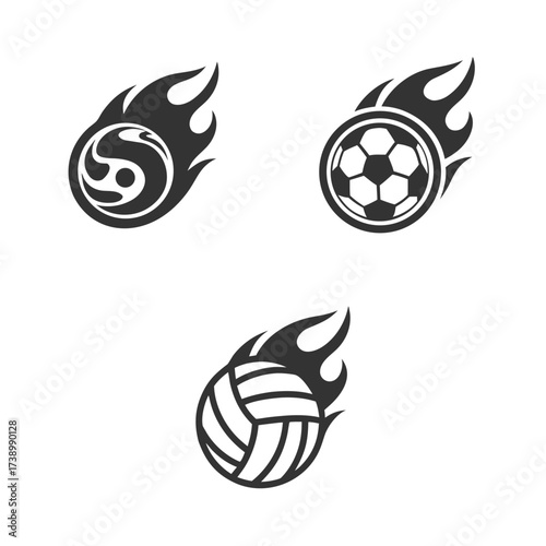 Flaming Sports Ball Vector Bundle
