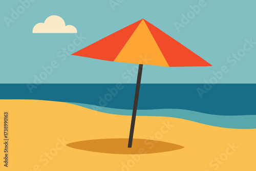 Vector canopy illustration umbrella simple stylized stick flat minimalist base beach