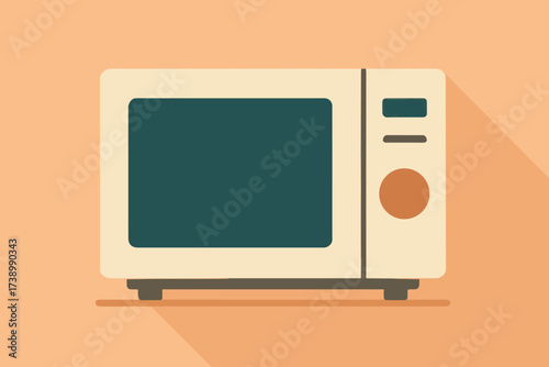 Silhouette microwave circular minimal illustration rectangle geometric knob kitchen vector screen flat
