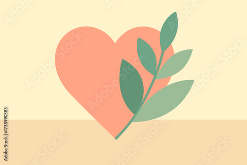 Design leaf abstract pastel vector heart palette fusion shape integrated flat illustration