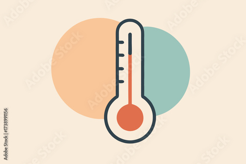 Overlapping simple minimal placed thermometer circles vector flat pastel minimalist illustration