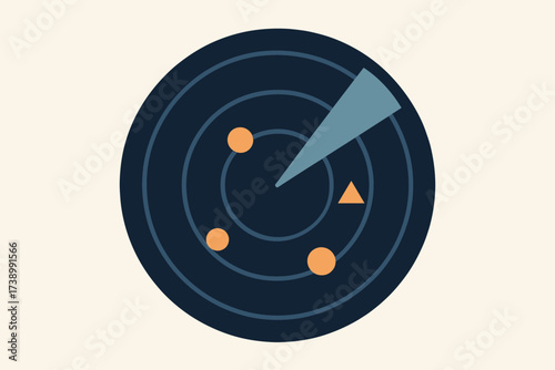Design representing minimalist vector geometric screen shapes radar illustration signals circular simple