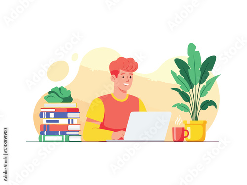 Online education and distance learning concept illustration