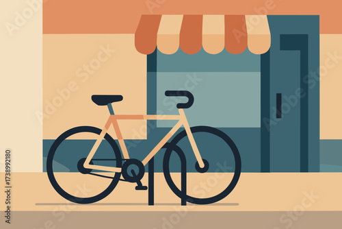 To shapes stand minimal near illustration bike bicycle geometric locked design vector
