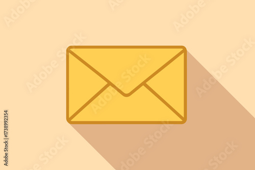 Flat shadow art envelope minimal illustration placed clean background icon geometric vector