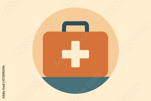 Vector minimalist illustration placed icon geometric simple abstract circle center kit medical