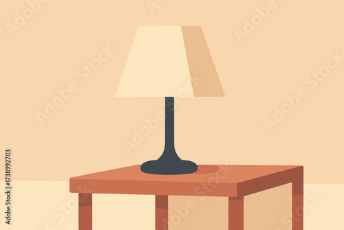 Pastel table standing abstract lamp minimalist vector illustration flat design background side