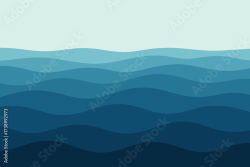 Layered flat illustration patterns ocean vector into distance abstract waves geometric fading