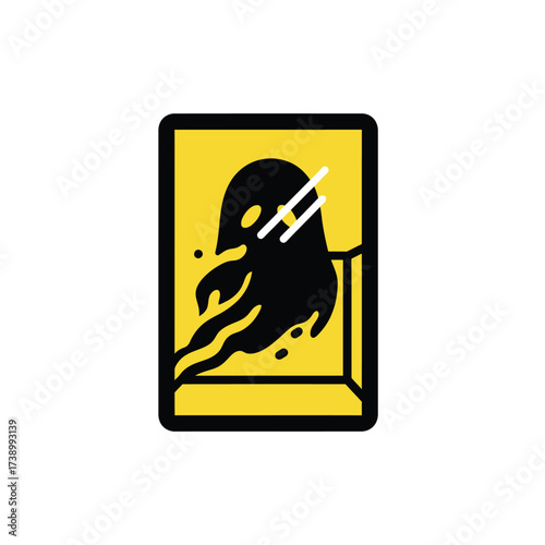 Spooky Ghost Illustration in Yellow Frame
