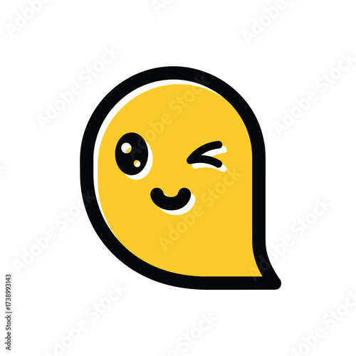 Cute Winking Ghost Yellow Character Illustration