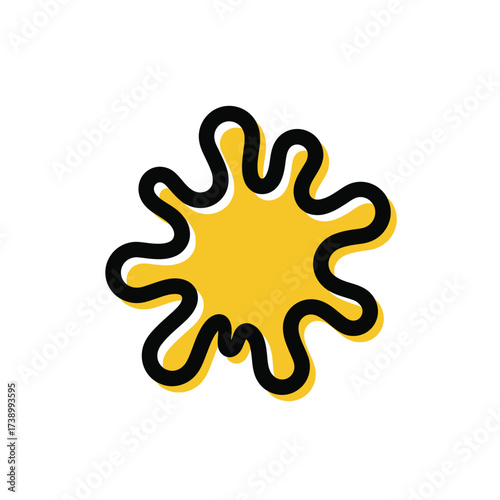 Yellow Splash Abstract Outline Vector Isolated on White