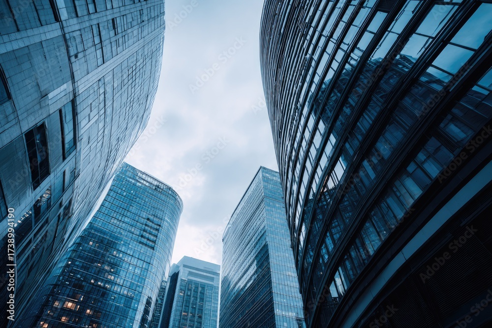 Fototapeta premium Low-angle view of modern skyscrapers (8)