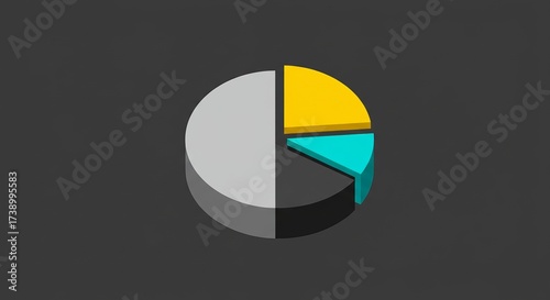 Modern 3D pie chart visualizes business data and financial growth statistics