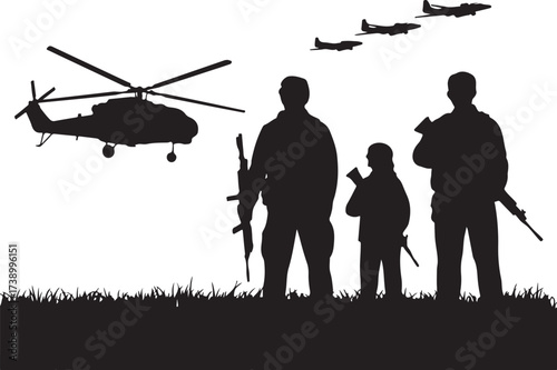 Soldiers and aircraft celebrate military power