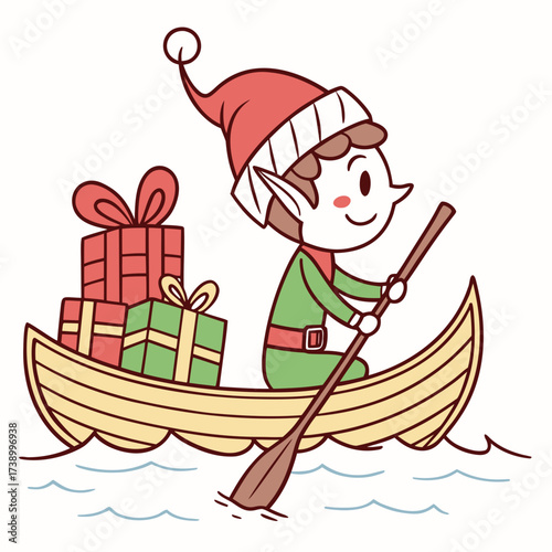 santa claus with gift bota