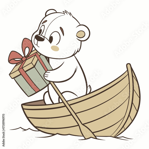polar bear with a gift bota