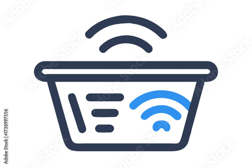 Smart shopping basket icon for modern retail