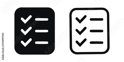 Check list icon. Checklist icon sets. Document icon, questionnaire symbol. 
