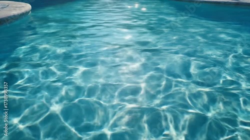Sparkling blue water with sunlight reflections in a swimming pool