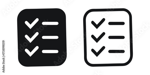 Check list icon. Checklist icon sets. Document icon, questionnaire symbol. 
