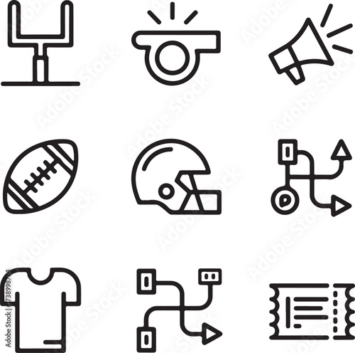 American football icons for game strategy and fan gear