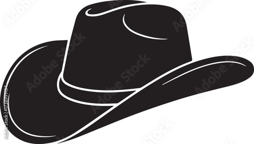 Cowboy Hat Silhouette Graphic on White western headwear