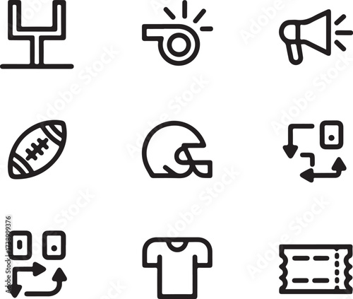 American football icons for strategy, game, and fan essentials