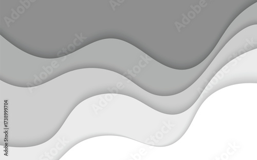 Minimal Gray Abstract Background with Layered Wavy Paper Cut Design. Illustration vector 10 eps.