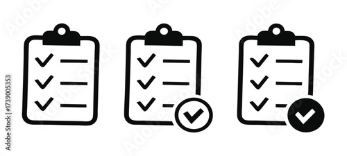 Clipboard icons set, checklist icon for web site and app design. 
