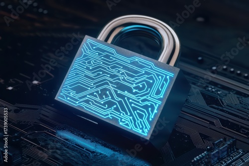 Wallpaper Mural Digital Lock with Circuit Board Design Representing Cybersecurity and Data Protection Concepts in Modern Technology Environment Torontodigital.ca