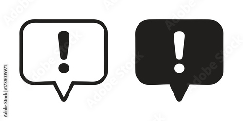Speech bubble with exclamation mark. Hazard warning symbol. 
