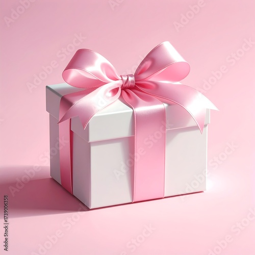 Pink gift box with satin ribbon