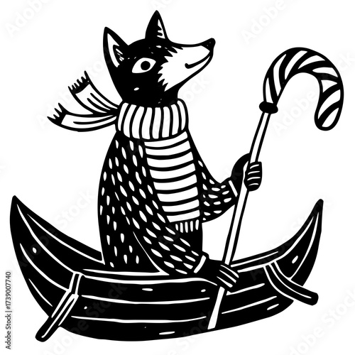 black cat with a bow bota